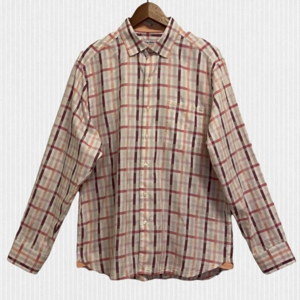 Tommy Bahama Peach Purple Flip Cuff Pima Cotton Shirt